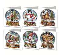 CustmArti DIY Diamond Art Painting Christmas Greeting Card Creative Holiday Blessing Folding Set Stationery Ornament Present-Crystal Ball