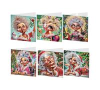 CustmArti DIY Diamond Art Painting Creative Design Holiday Blessing Gift Folding Card Set-Old Lady