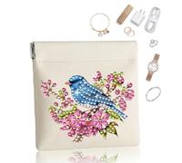 CustmArti DIY Diamond Art Painting Creative Design PU Leather Portable Organizer Bag Case for Earphone Cables Cosmetics Key-Bird