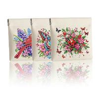 CustmArti DIY Diamond Art Painting Creative Design PU Leather Portable Organizer Bag Case for Earphone Cables Cosmetics Key-3PCS-1