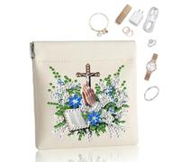 CustmArti DIY Diamond Art Painting Creative Design PU Leather Portable Organizer Bag Case for Earphone Cables Cosmetics Key-Cross