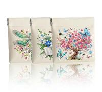 CustmArti DIY Diamond Art Painting Creative Design PU Leather Portable Organizer Bag Case for Earphone Cables Cosmetics Key-3PCS-3