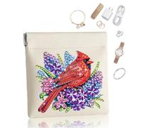 CustmArti DIY Diamond Art Painting Creative Design PU Leather Portable Organizer Bag Case for Earphone Cables Cosmetics Key-Cardinal