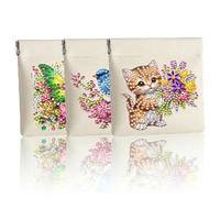 CustmArti DIY Diamond Art Painting Creative Design PU Leather Portable Organizer Bag Case for Earphone Cables Cosmetics Key-3PCS-2