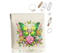 CustmArti DIY Diamond Art Painting Creative Design PU Leather Portable Organizer Bag Case for Earphone Cables Cosmetics Key-Butterfly-2