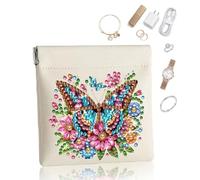 CustmArti DIY Diamond Art Painting Creative Design PU Leather Portable Organizer Bag Case for Earphone Cables Cosmetics Key-Butterfly-1