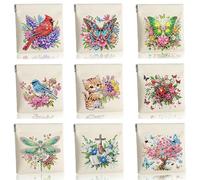 CustmArti DIY Diamond Art Painting Creative Design PU Leather Portable Organizer Bag Case for Earphone Cables Cosmetics Key-9PCS
