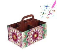 CustmArti DIY Diamond Art Painting Creative Design Wooden Home Practical Rectangular Assembly Portable Multi-Grid Accessory Storage Box-Mandala-1