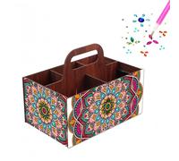 CustmArti DIY Diamond Art Painting Creative Design Wooden Home Practical Rectangular Assembly Portable Multi-Grid Accessory Storage Box-Mandala-3