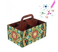 CustmArti DIY Diamond Art Painting Creative Design Wooden Home Practical Rectangular Assembly Portable Multi-Grid Accessory Storage Box-Mandala-2