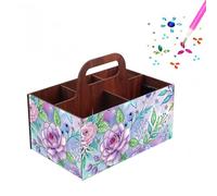 CustmArti DIY Diamond Art Painting Creative Design Wooden Home Practical Rectangular Assembly Portable Multi-Grid Accessory Storage Box-Flowers-2