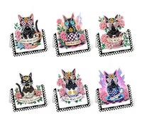 CustmArti DIY Diamond Art Painting Greeting Card Creative Holiday Blessing 3D Folding Set Stationery Ornament Present Handmade-Cool Black Cat