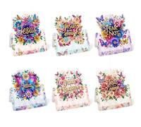 CustmArti DIY Diamond Art Painting Greeting Card Creative Holiday Blessing 3D Folding Set Stationery Ornament Present Handmade-Jesus Butterfly Flowers