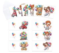 CustmArti DIY Diamond Art Painting Holiday Greeting Card Creative Blessing Folding Six-piece Set Stationery Ornament Present Handmade-Balloon