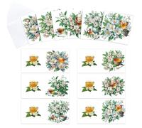 CustmArti DIY Diamond Art Painting Holiday Greeting Card Creative Blessing Folding Six-piece Set Stationery Ornament Present Handmade-Jasmine Tea