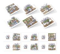 CustmArti DIY Diamond Art Painting Holiday Greeting Card Creative Blessing Folding Six-piece Set Stationery Ornament Present Handmade-Lavender