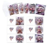 CustmArti DIY Diamond Art Painting Holiday Greeting Card Creative Blessing Folding Six-piece Set Stationery Ornament Present Handmade-Old lady