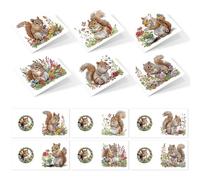 CustmArti DIY Diamond Art Painting Holiday Greeting Card Creative Blessing Folding Six-piece Set Stationery Ornament Present Handmade-Squirrel