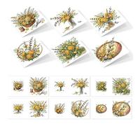 CustmArti DIY Diamond Art Painting Holiday Greeting Card Creative Blessing Folding Six-piece Set Stationery Ornament Present Handmade-Flower