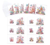CustmArti DIY Diamond Art Painting Holiday Greeting Card Creative Blessing Folding Six-piece Set Stationery Ornament Present Handmade-Castle