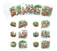 CustmArti DIY Diamond Art Painting Holiday Greeting Card Creative Blessing Folding Six-piece Set Stationery Ornament Present Handmade-Sloth