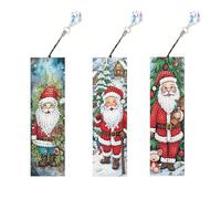CustmArti DIY Diamond Art Painting Leather Bookmark Set - Creative Design Rectangular Stationery Single-Sided Diamond-Christmas-1