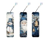 CustmArti DIY Diamond Art Painting Leather Bookmark Set - Creative Design Rectangular Stationery Single-Sided Diamond-Christmas-2
