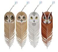 CustmArti DIY Diamond Art Painting Leather Bookmark Set - Creative Design Rectangular Stationery Single-Sided Diamond-Owl