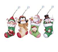 CustmArti DIY Diamond Art Painting Leather Bookmark Set - Creative Design Rectangular Stationery Single-Sided Diamond-Christmas-8