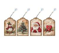 CustmArti DIY Diamond Art Painting Leather Bookmark Set - Creative Design Rectangular Stationery Single-Sided Diamond-Christmas-10