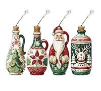 CustmArti DIY Diamond Art Painting Leather Bookmark Set - Creative Design Rectangular Stationery Single-Sided Diamond-Christmas-7