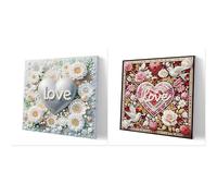 CustmArti DIY Diamond Art Painting Pearl Set Pattern Handmade Holiday Keepsake Healing Home Decoration Framed Kit Tools-2PCS Hearts