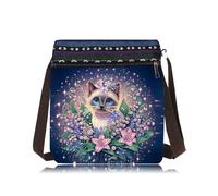 CustmArti DIY Diamond Art Painting Shoulder Crossbody Bag Creative Design Canvas Material Ethnic Style Unique Fashion Handbag For Daily Travel-Siamese Cat