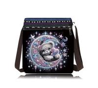 CustmArti DIY Diamond Art Painting Shoulder Crossbody Bag Creative Design Canvas Material Ethnic Style Unique Fashion Handbag For Daily Travel-Crescent Bear