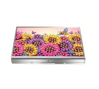 CustmArti DIY Diamond Art Painting Steel Bank Credit ID Card Holder Storage Case Creative Design Present-Flowers-1