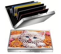 CustmArti DIY Diamond Art Painting Steel Bank Credit ID Card Holder Storage Case Creative Design Present-Cat-3