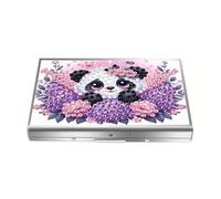 CustmArti DIY Diamond Art Painting Steel Bank Credit ID Card Holder Storage Case Present Creative Design-Panda