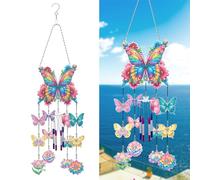 CustmArti DIY Diamond Painting Wind Chime Kit - Double-Sided 3D Sparkling Art Hanging Decor for Garden, Patio, Windows, Home Crafting Gift-Butterfly-1