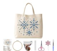 CustmArti DIY Embroidery Christmas Creative Pattern Beginner Friendly Eco Friendly Shopping Portable Tote Bag Cream Colored Includes A 7.87in Imitation Bamboo Material Package-Christmas Style