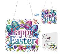 CustmArti Double Sided DIY Diamond Art Happy Easter Hanging Kit - Window Pendants for Home, Garden or Wall Decor, Creative Craft Ornament