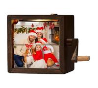 CUSTNEY Custom Photo Flip Box, Hand-crank Flipbook Box Album, Personalized Photo Flip Box Frame Animation Machine, with Text Light and Music, Gifts for Christmas Birthday (Walnut)