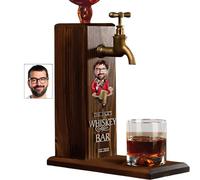 CUSTNEY Personalized Whiskey Dispenser Set for Men Wooden Engraved Liquor Dispenser with Photo Name for Home Bar Pub Shed Christmas Father's Day Anniversary