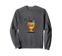 Custodians: The Real School MVP Trophy Funny Appreciation Sweatshirt, Adult Unisex, Dark Heather Grey, L