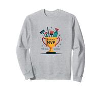 Custodians: The Real School MVP Trophy Funny Appreciation Sweatshirt, Adult Unisex, Heather Grey, L