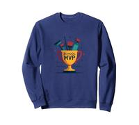 Custodians: The Real School MVP Trophy Funny Appreciation Sweatshirt, Adult Unisex, Navy, L