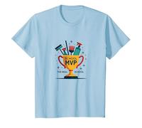 Custodians: The Real School MVP Trophy Funny Appreciation T-Shirt, Kids, Baby Blue, 12 Years