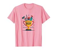 Custodians: The Real School MVP Trophy Funny Appreciation T-Shirt, Men, Pink, L