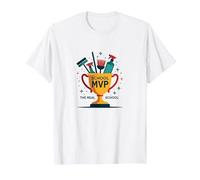 Custodians: The Real School MVP Trophy Funny Appreciation T-Shirt, Men, White, L