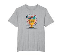 Custodians: The Real School MVP Trophy Funny Appreciation T-Shirt, Men's Big and Tall, Heather Grey, 4X Tall