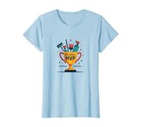 Custodians: The Real School MVP Trophy Funny Appreciation T-Shirt, Women, Baby Blue, L